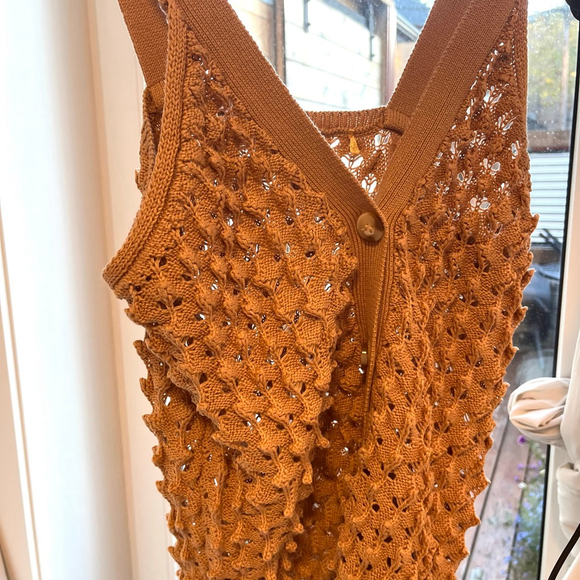 Lolita Honeycomb Knit Button Tank Top, Tan Beige, Size M - Picture 9 of 11